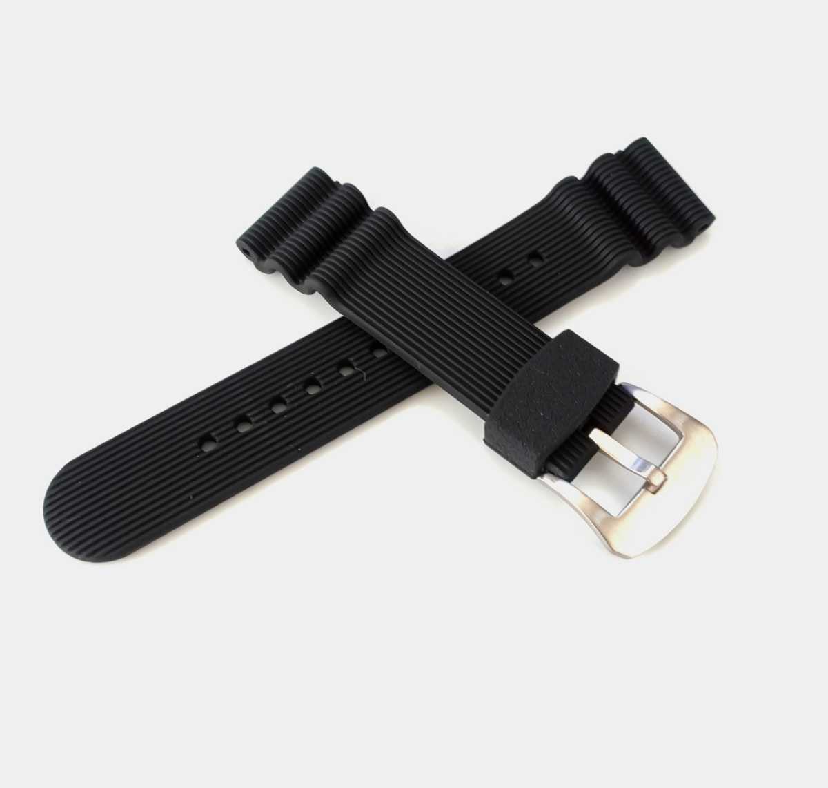 22mm wristwatch stripe silicon rubber belt black black [ correspondence ] SEIKO diver model after market goods 