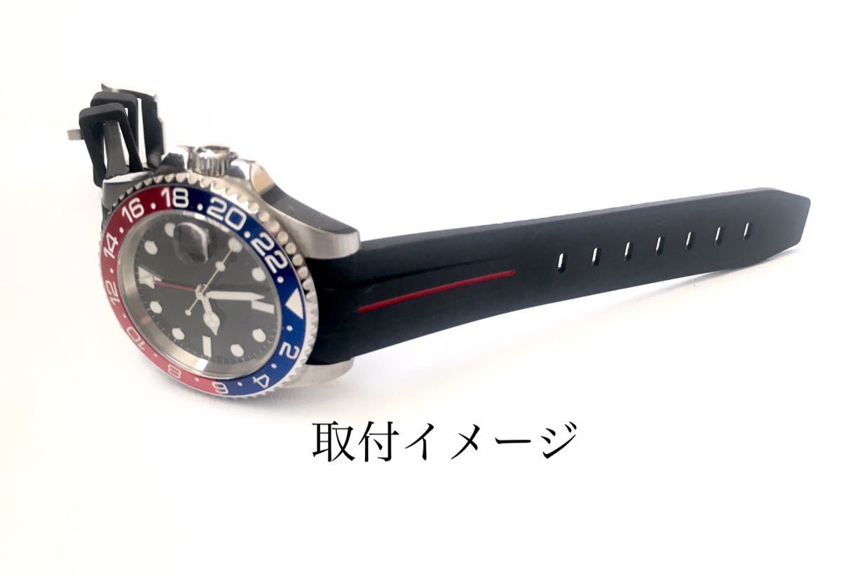 20mm 腕時計 ラバーベルト カーブエンド ブラック×レッド 黒×赤 20mm 腕時計 ラバーベルト カーブエンド ブラック×レッド 黒×赤