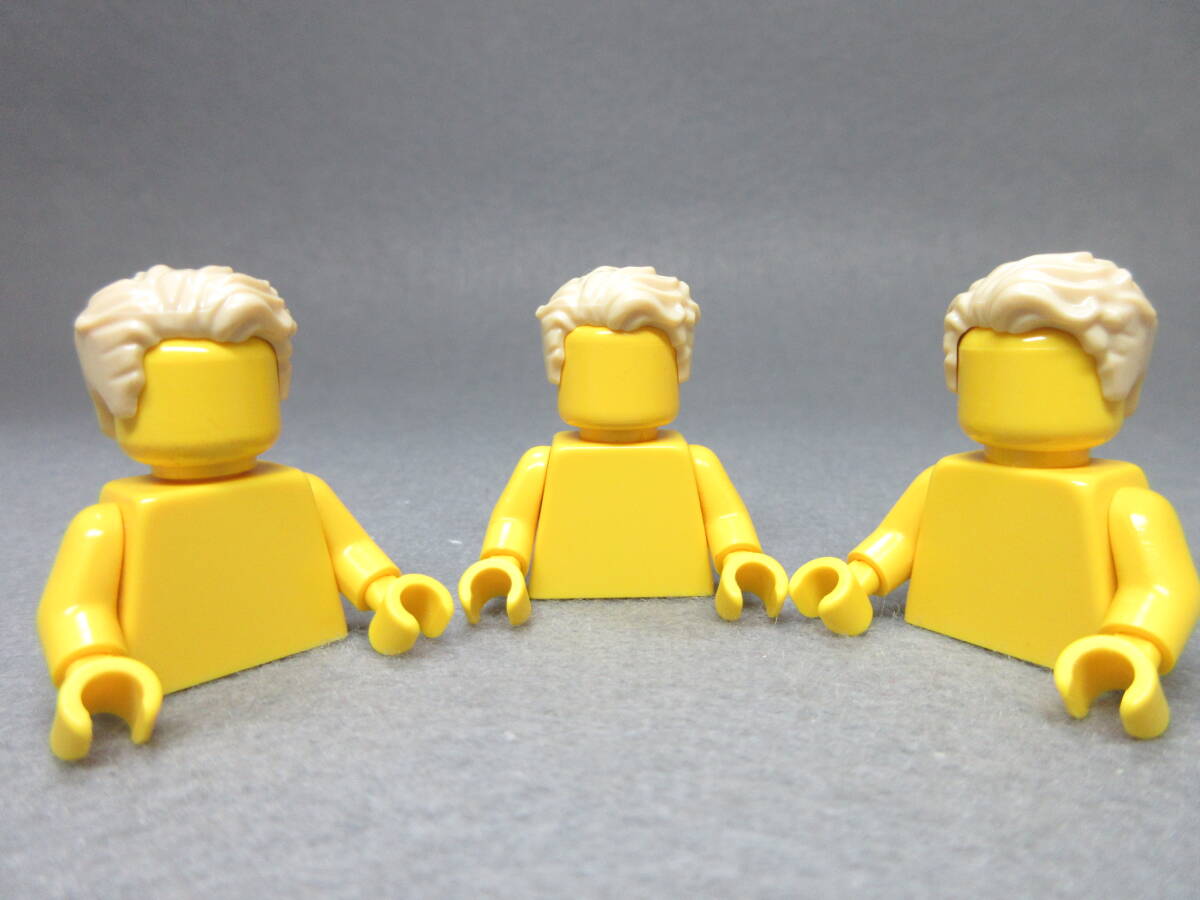 LEGO★112 正規品 3個 髪の毛 ヘアー ミニフィグ用 同梱可能 レゴ シティ タウン 被り物 カツラ 髪 男性 男の人 男の子_画像1
