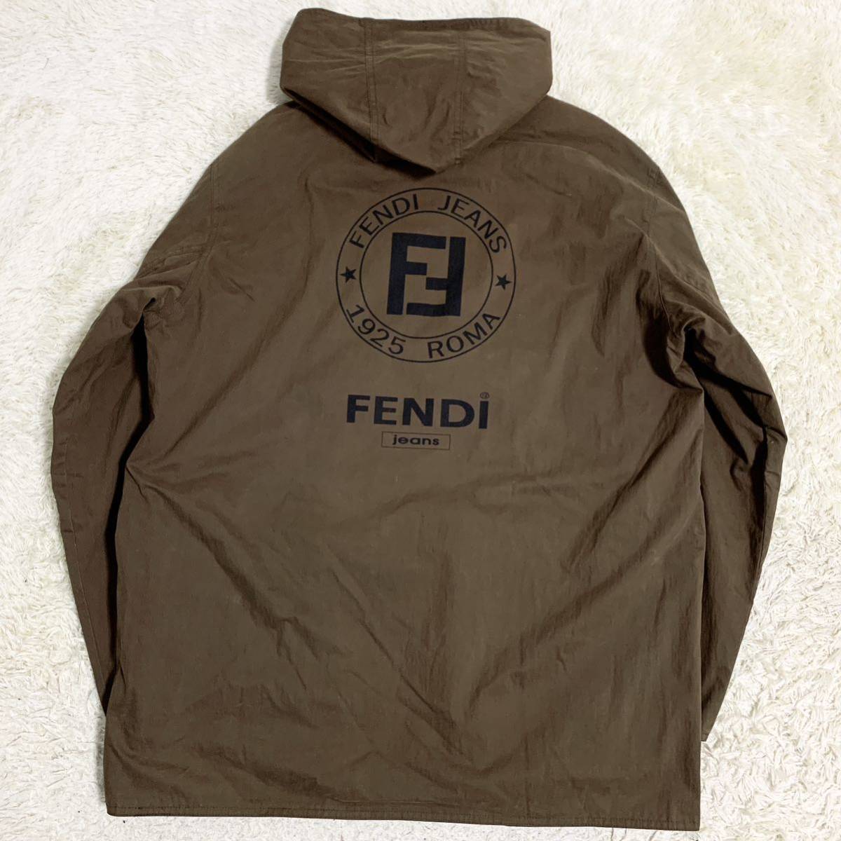 美品 フェンディ【希少モデル】FENDI ナイロンジャケット コート アウター フーディ パーカー リバーシブル ビックロゴ メンズ サイズM位_画像1