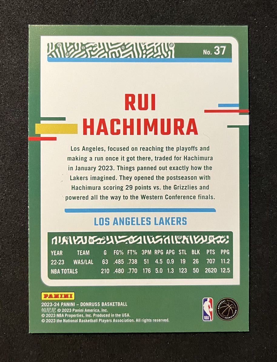 【99枚限定】 Rui Hachimura 八村塁 Donruss 2023-24 Lakers Red Laser Parallel レイカーズ /99 #37 _画像3