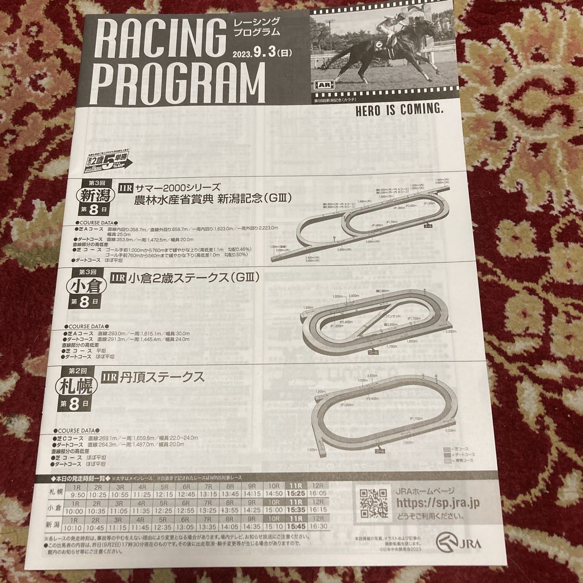 JRAレーシングプログラム2023.9.3(日)新潟記念(GⅢ)、小倉2歳ステークス(GⅢ)、丹頂ステークス_画像1
