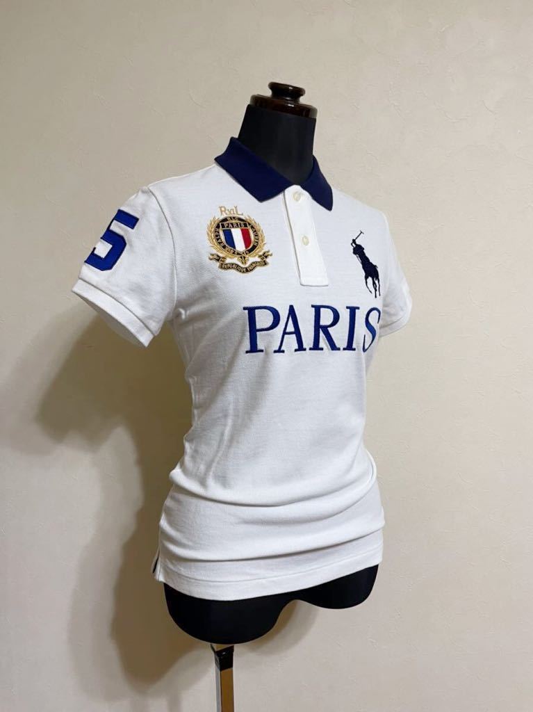 [ beautiful goods ] Polo Ralph Lauren Polo Ralph Lauren big po knee deer. . polo-shirt lady's skinny PARIS white size M short sleeves white 