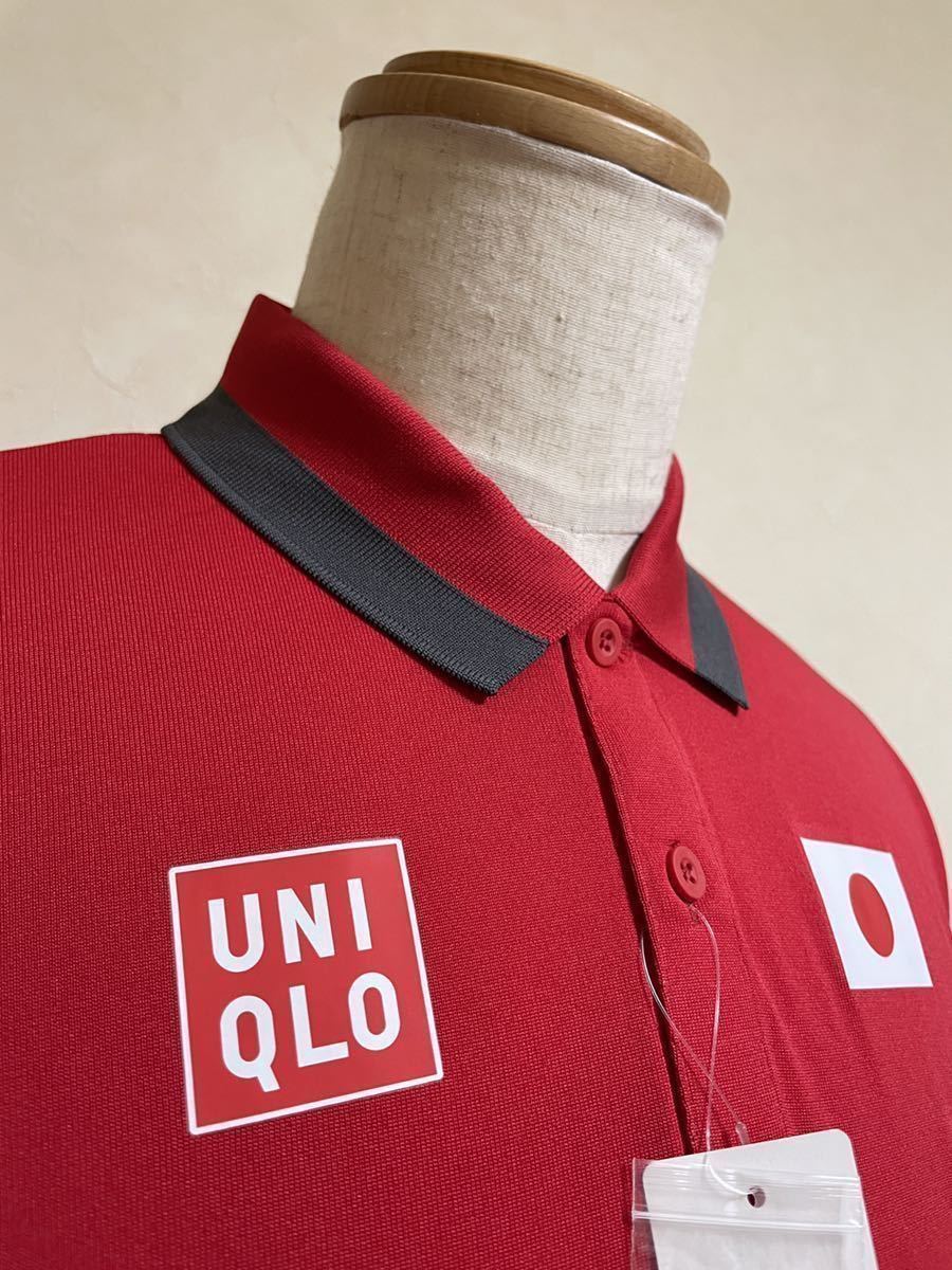 【新品】 UNIQLO ユニクロ 錦織圭 NKドライEX ポロシャツ JAPAN 日本代表 テニス ウェア トップス サイズM 半袖 赤 白_画像9