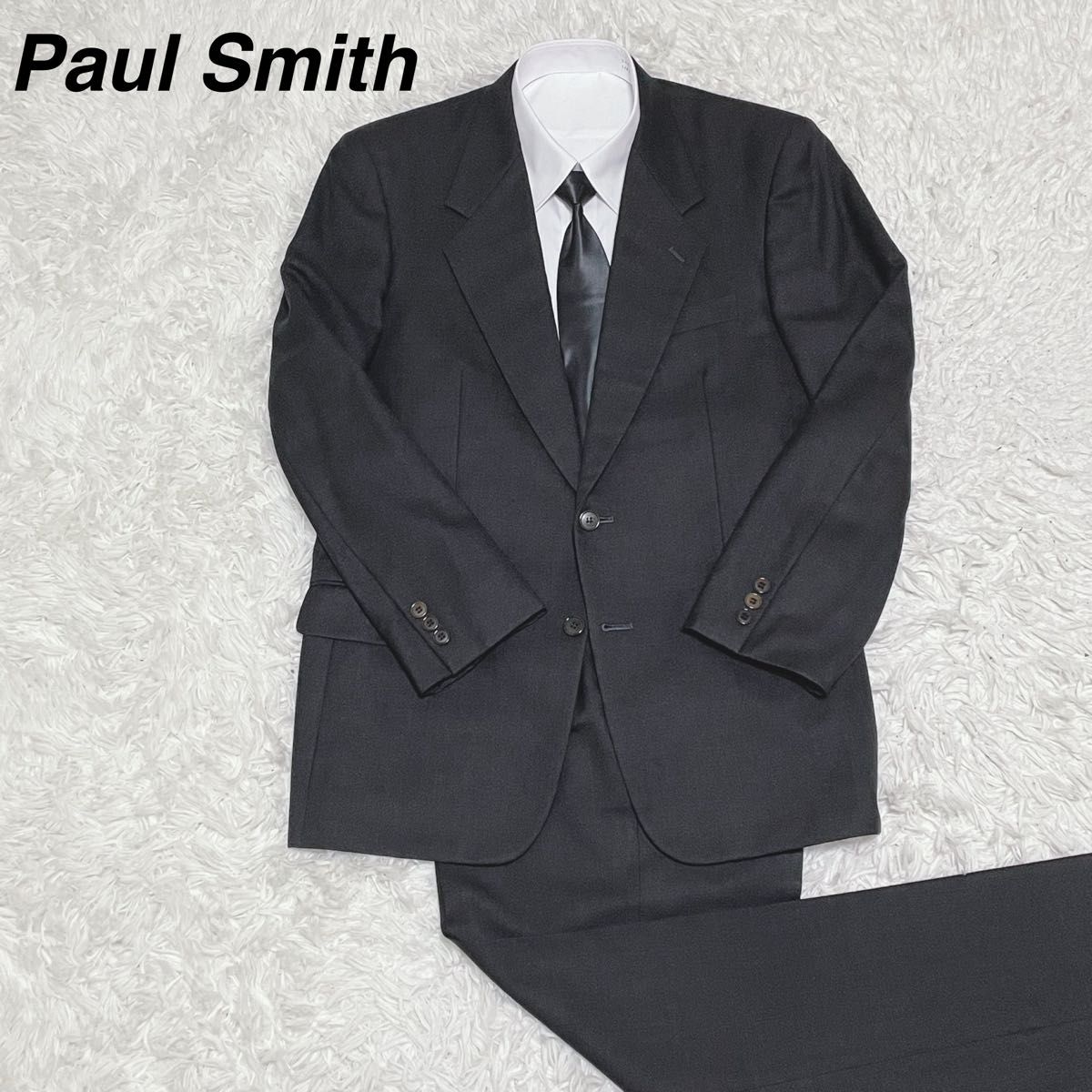 【ポールスミス】セットアップスーツ　チャコールグレー　L ウール　 2B シングルスーツ