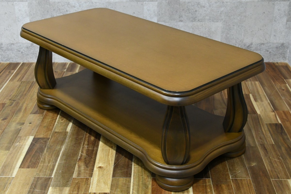 PB4BK73b フランスベッド France bed センターテーブル W130cm リビングテーブル クラシック 棚付き コーヒーテーブル ローテーブル_画像3