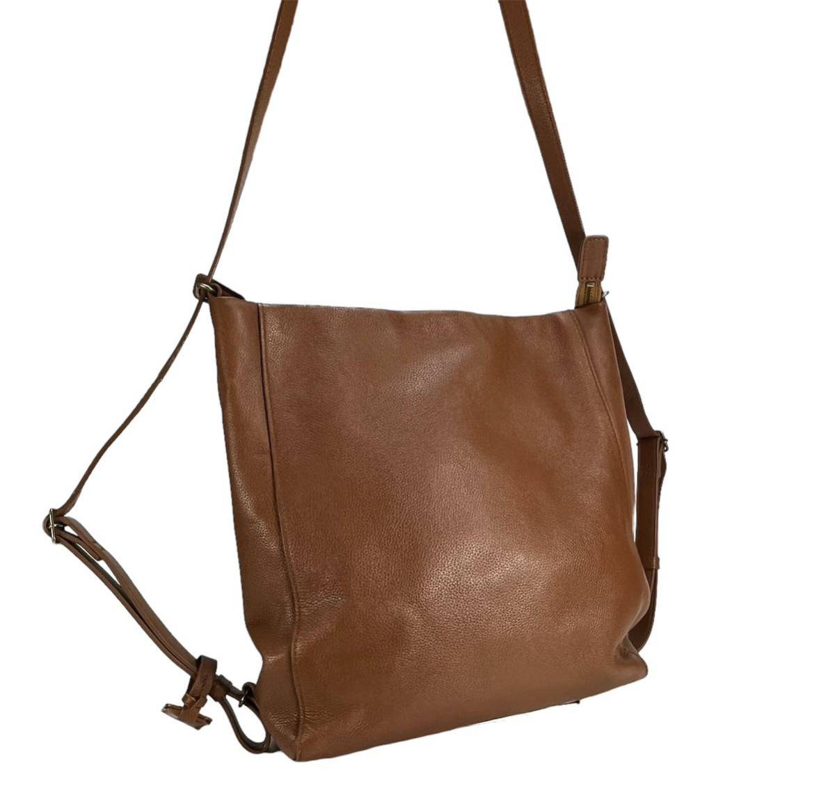  mother house *MOTHER HOUSEyozola shrink leather 2way rucksack / shoulder bag diagonal .. Camel Day Pack 