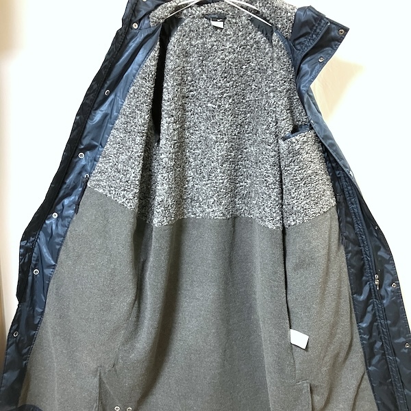 NIKE ナイキ ワンポイント刺繍ロゴ 裏ボア ベンチコート XL 紺 ネイビー ジャケット ブルゾン ロングコート ジャンパー 厚手 肉厚の画像9