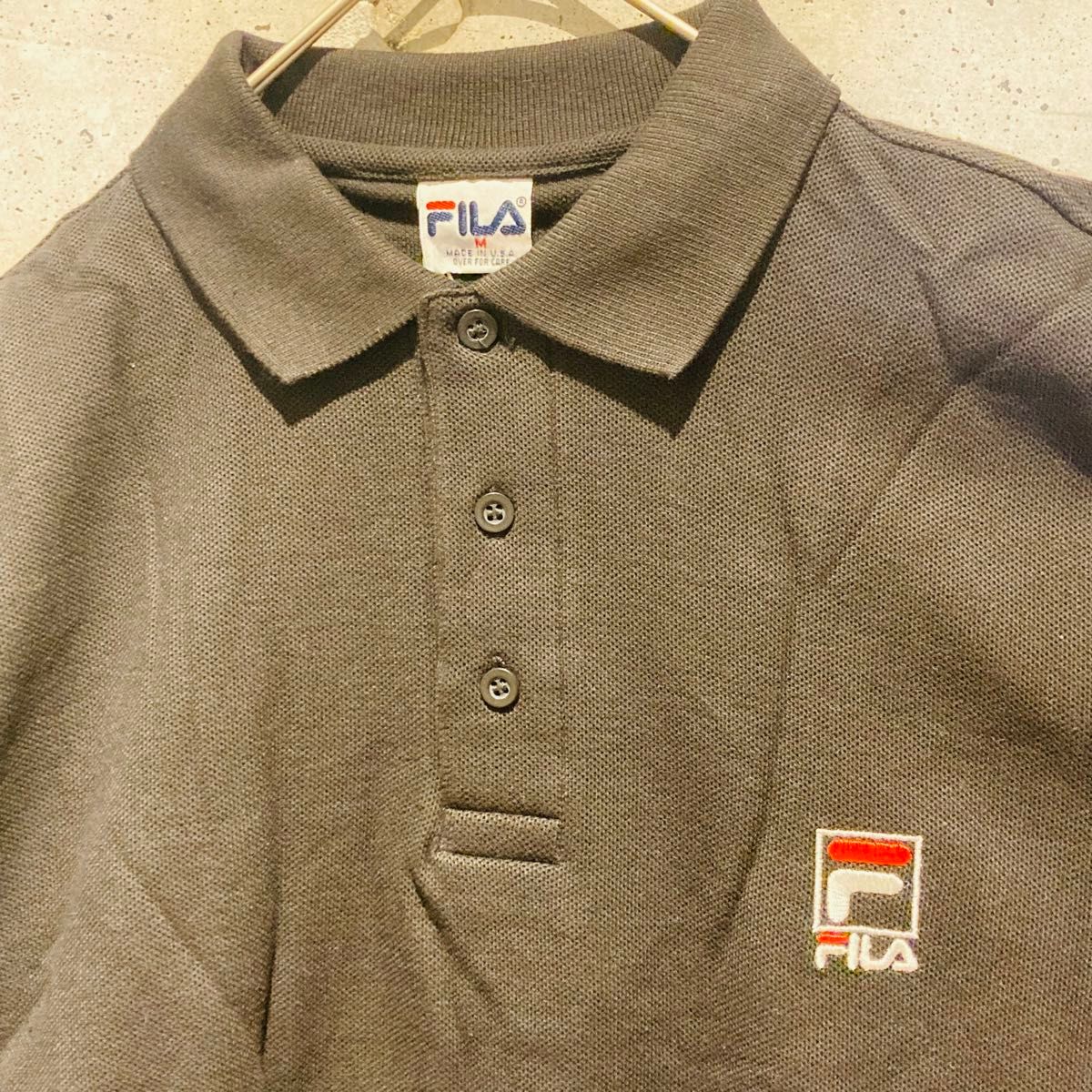 FILA 半袖ポロシャツ サイズM ブラック 古着 デッドストック アメリカ製 未使用