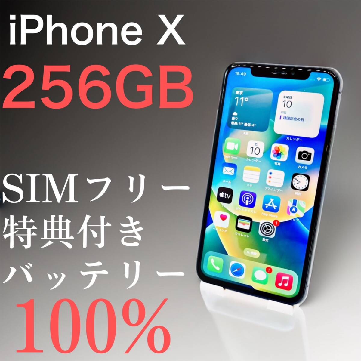 iPhone X 256GB スペースグレイ SIMフリー【特典付き】_画像1