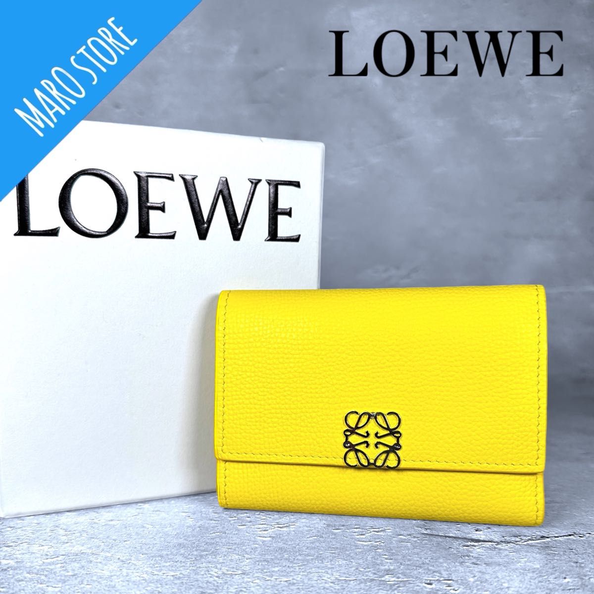 【美品】LOEWE アナグラム バーティカルウォレット スモール 三つ折り財布