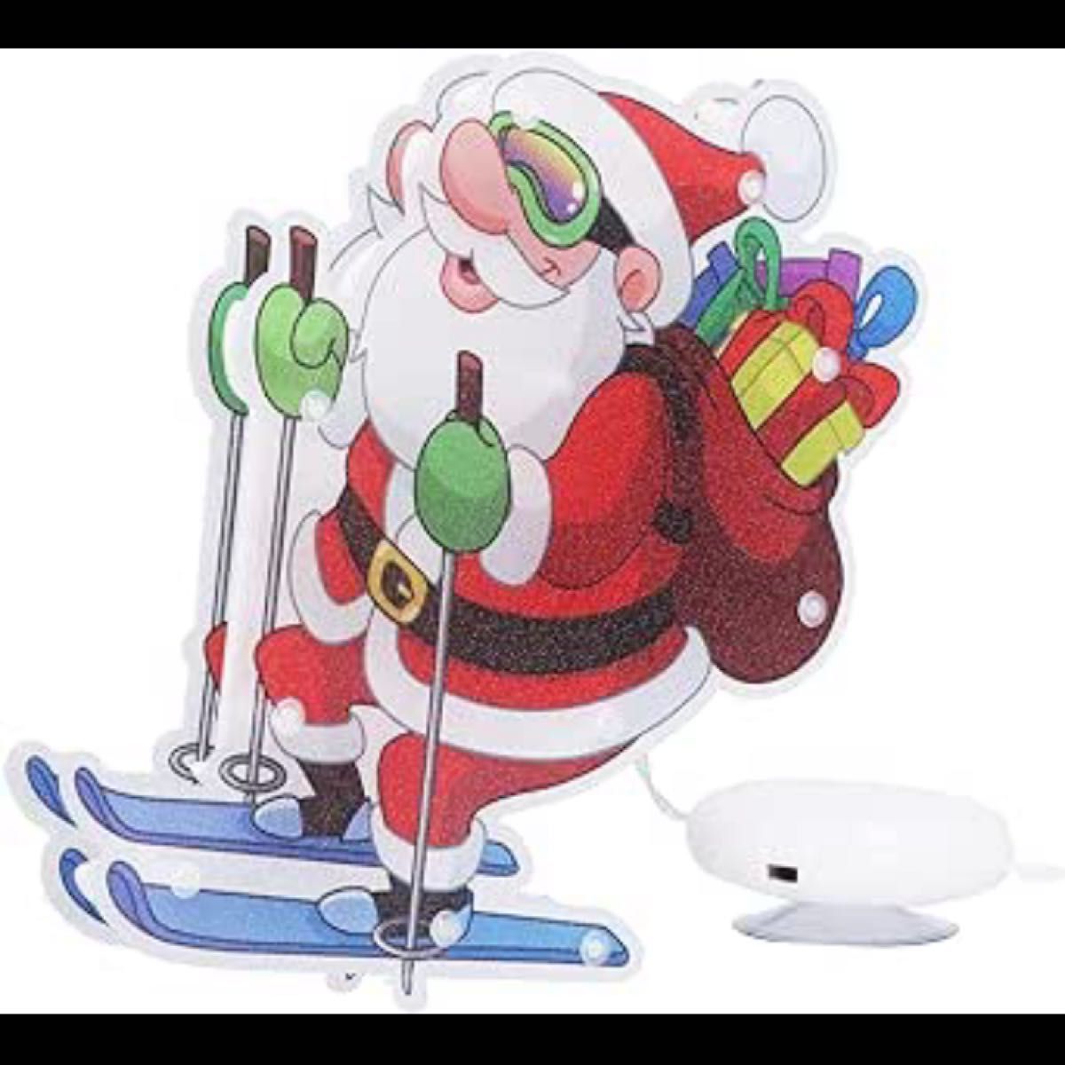 クリスマス LEDライト 吸盤付き 簡単 可愛い サンタクロース サンタ スキー