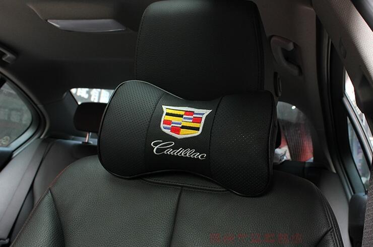 新品 キャデラック cadillac ネックパッド ヘッドレスト 首枕 車載 2個セット 本革レザー ブラック カーアクセサリ 刺繍_画像4