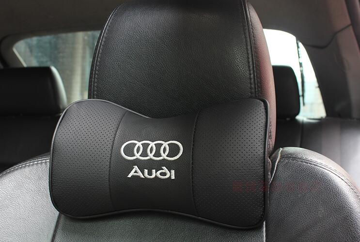 新品 Audi アウディ ネックパッド ヘッドレスト 首枕 車載 2個セット 本革レザー ブラック カーアクセサリ 刺繍_画像4