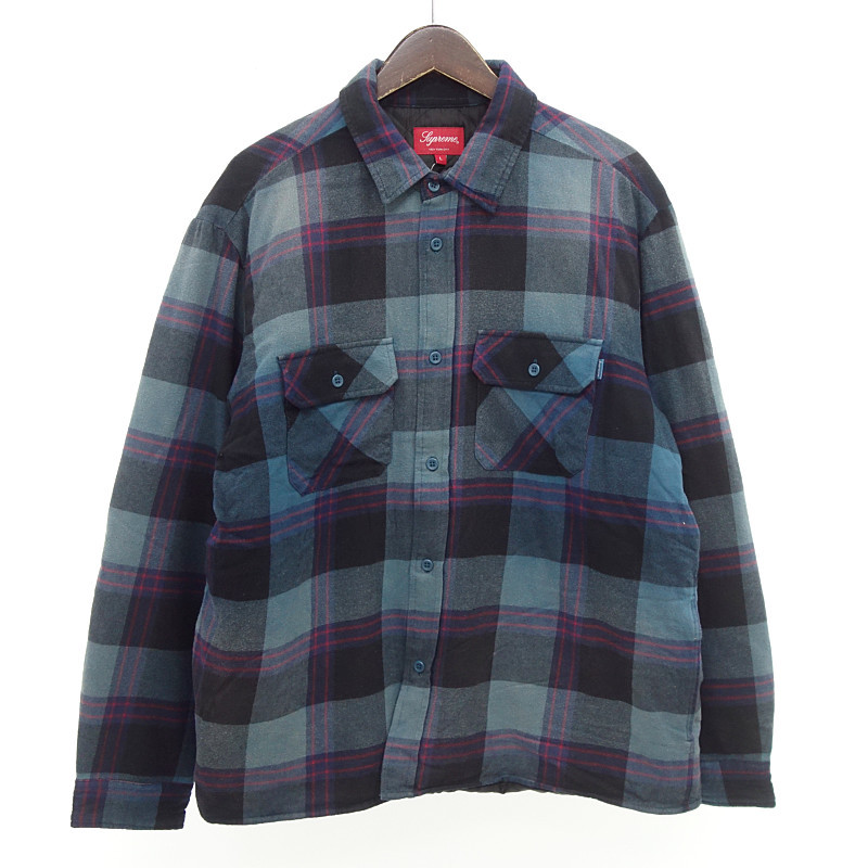 【PRICE DOWN】SUPREME 20AW Quilted Flannel Shirt チェック シャツ ブルー メンズL