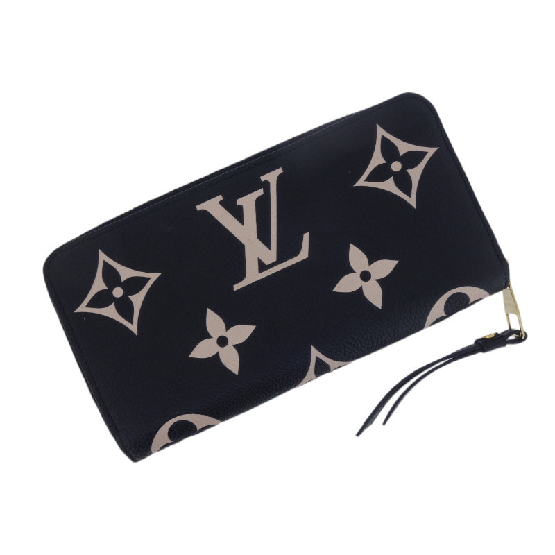 【特別価格】LOUIS VUITTON ジッピーウォレット ジャイアント モノグラム アンプラント バイカラー 長財布 ブラック ユニセックス-