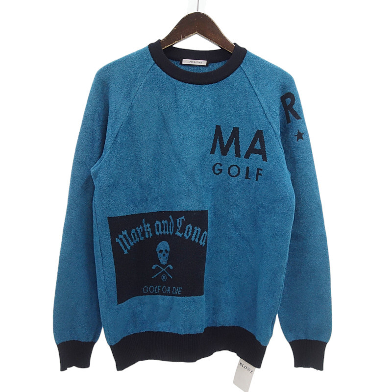 【PRICE DOWN】MARKLONA 20AW GOLF Hype Block Crew Sweater トレーナー ブルー メンズ46