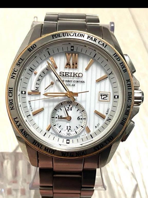 SEIKO稼働品 セイコー 腕時計 セイコー ブライツ ワールドタイム 8B54-0AW0 ソーラー電波　ジャンク
