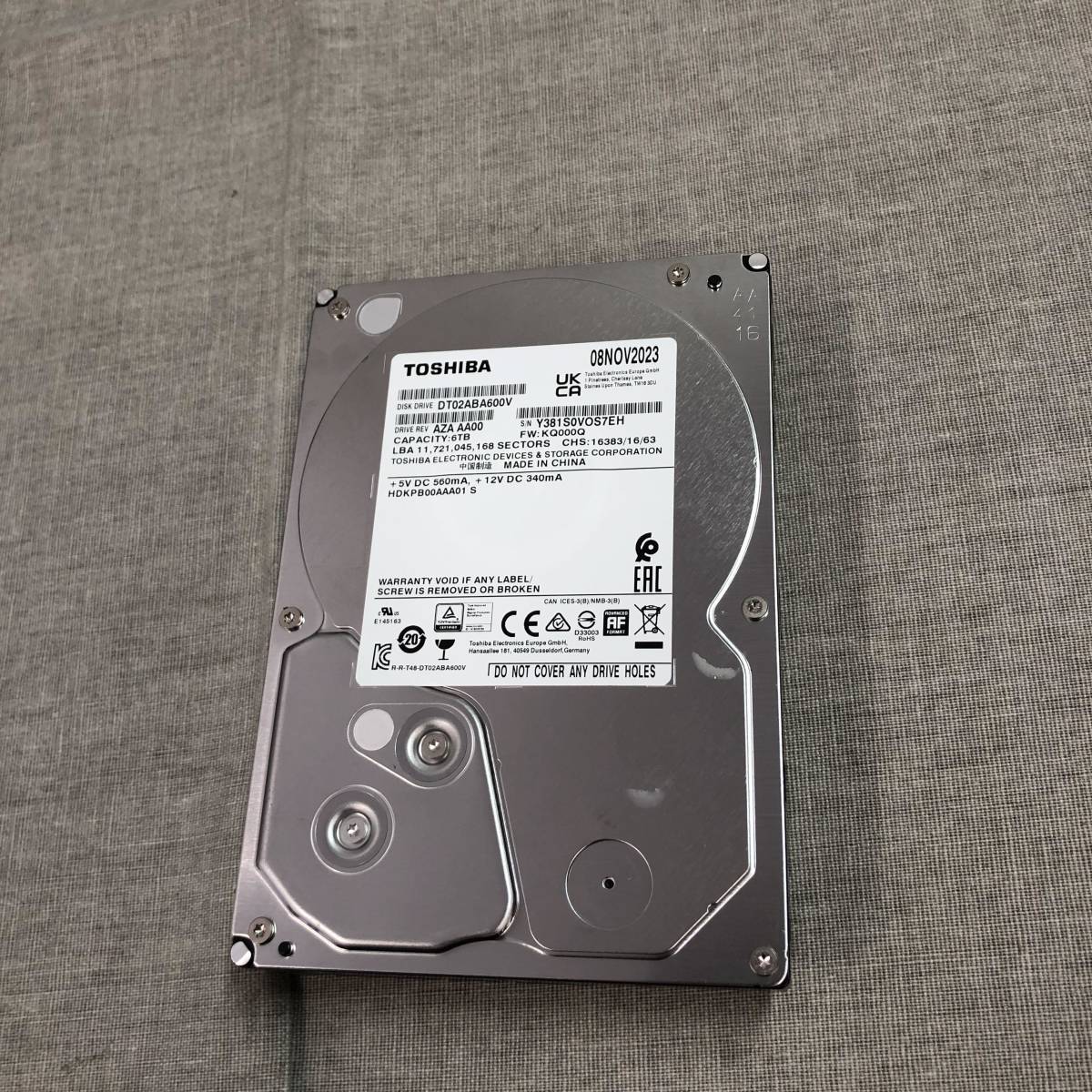 TOSHIBA 東芝 内蔵HDD 3.5インチ 6TB DT02ABA600V_画像1