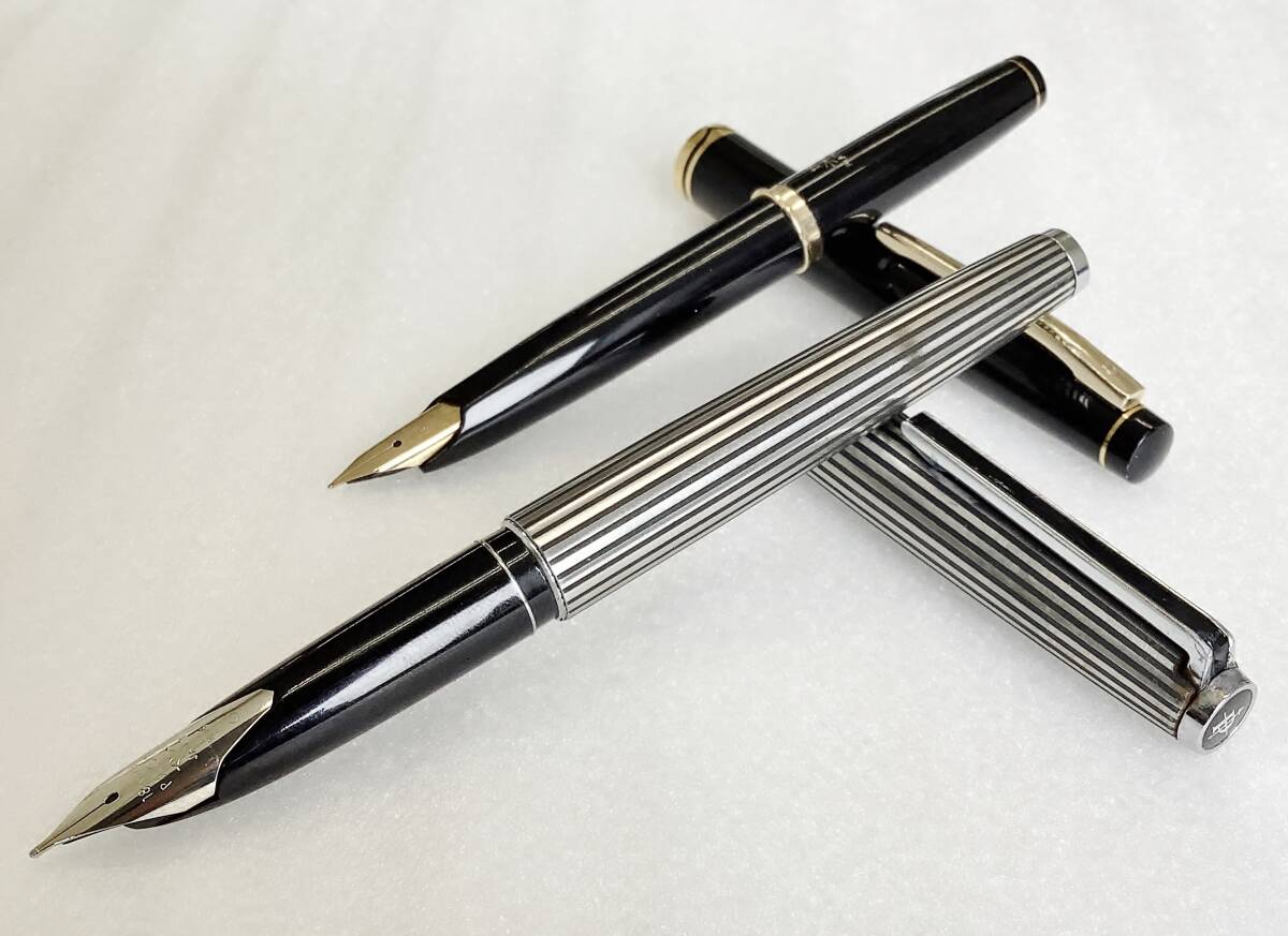 1円～ パイロット プラチナ 万年筆 2本 アンティーク品 18k 現状渡し pilot fountainpen_画像1