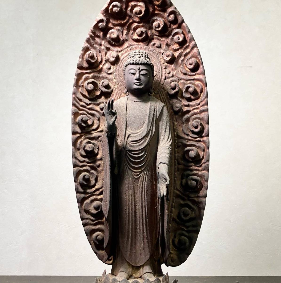 京都⑫ 時代物 木彫 阿弥陀如来立像 高さ：44.5cm 仏教美術 古美術品_画像4
