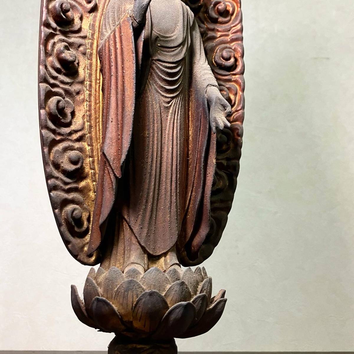 京都⑫ 時代物 木彫 阿弥陀如来立像 高さ：44.5cm 仏教美術 古美術品_画像6