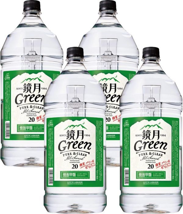 100 O21-90 1円～訳あり 鏡月 Green ペット [ 焼酎 20度 4000mlx4本 ] 同梱不可・まとめて取引不可_画像1