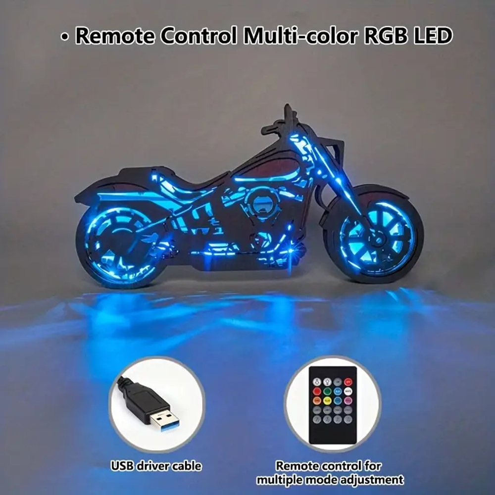 ネオンサイン 8色変換 木製LED看板 アメリカンバイク 雑貨 ネオンサイン 8色変換 木製LED看板 アメリカンバイク 雑貨