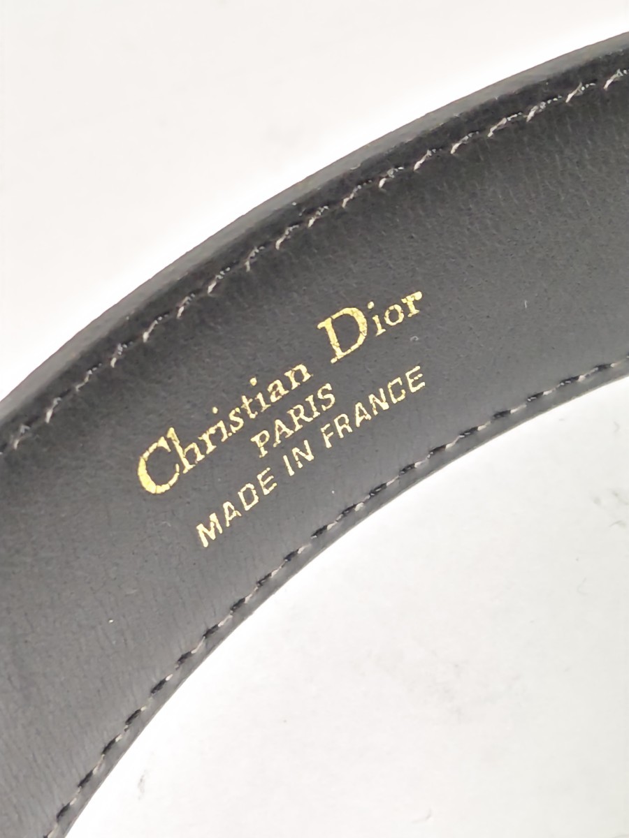 1円スタート【良品】Christian Dior/クリスチャンディオール　レザーベルト　ブラック/ゴールド　CD　シンプル_画像4