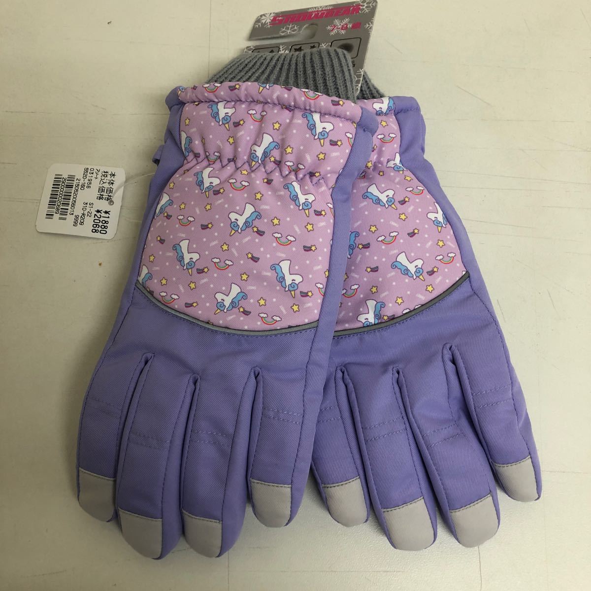  tag attaching Junior snow glove purple Unicorn for girl 7-8 -years old direction water-repellent reflection reverse side nappy 
