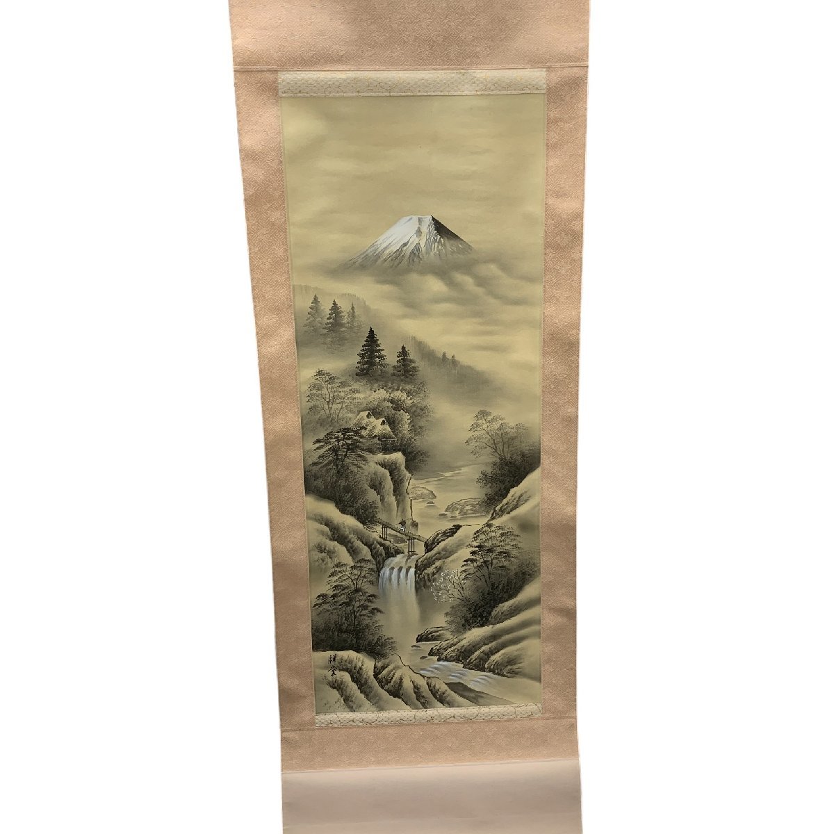 R2-285NL◆中古品◆ 今井祥堂 いまい・しょうどう 掛軸 富士山水 山水 水墨山水之図 風景名手 日本画 尺五立