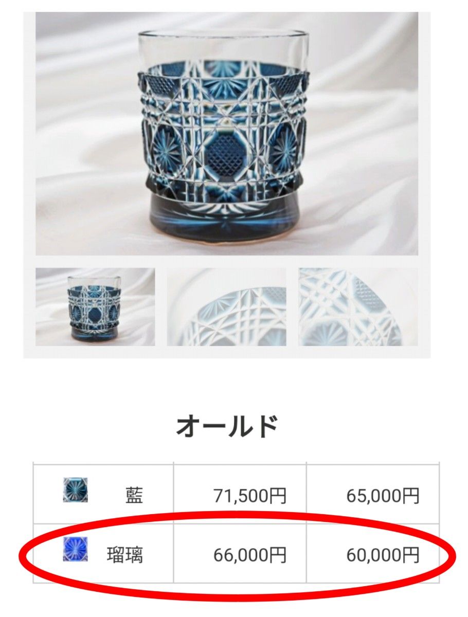 定価66000円 美品 薩摩切子 オールド ロックグラス（切子 江戸