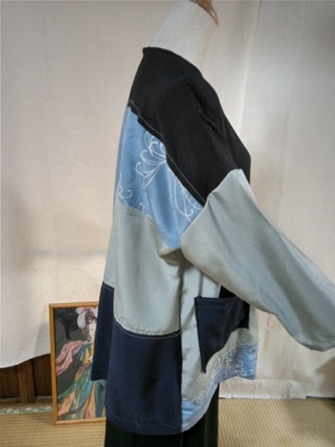チュニック Mサイズ シルク 中古品 着物 リメイク パッチワークの画像2