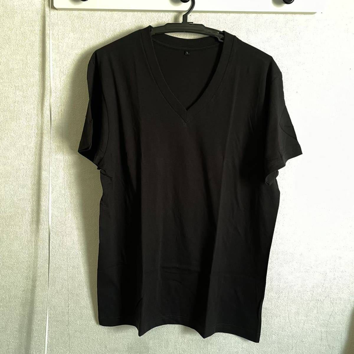 10枚組 L VネックTシャツ 綿100% 黒 ブラック V首 半袖 Tシャツ アンダーシャツ 男性 紳士 下着 メンズ インナー シャツ 半袖シャツ 定番♪_画像2
