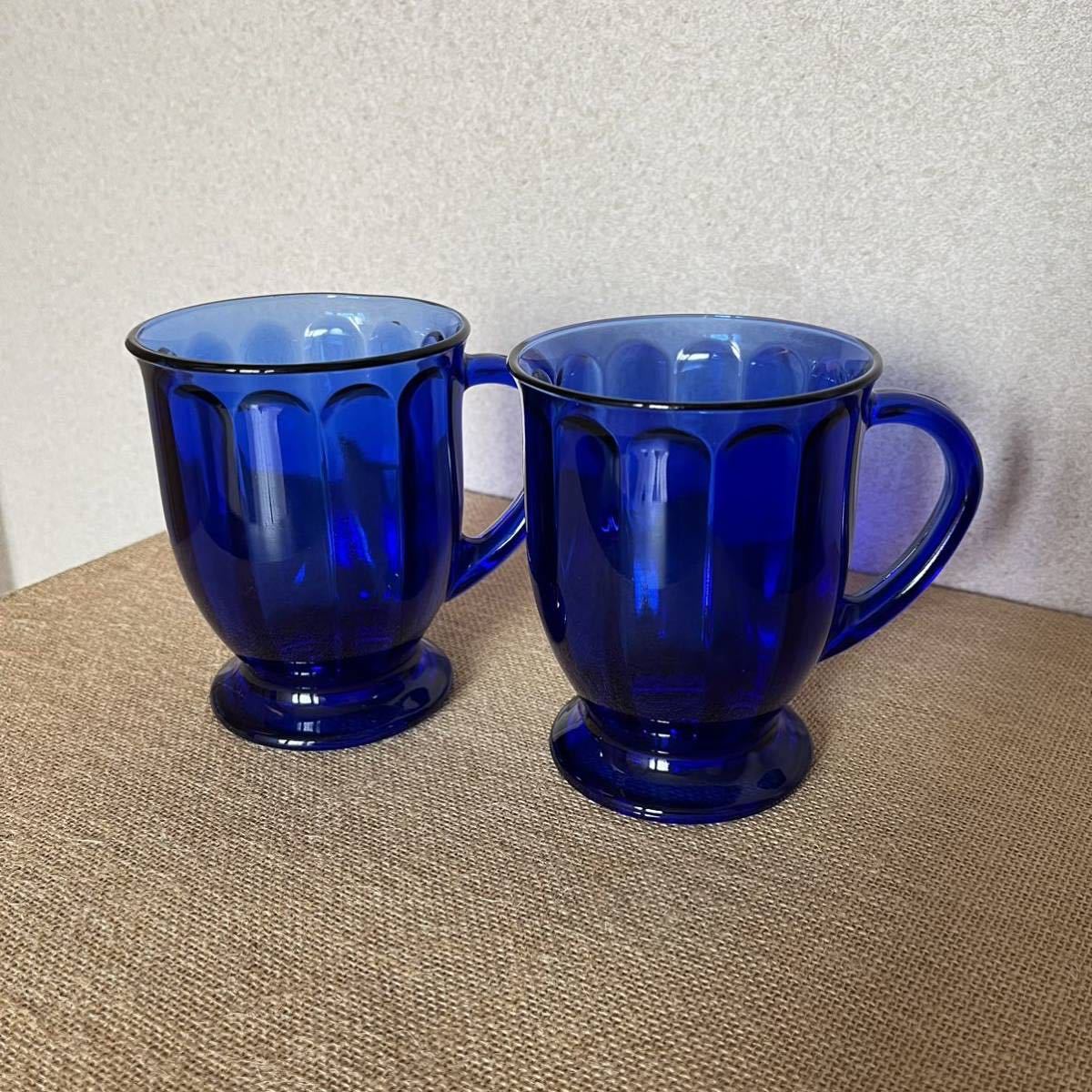 グラス2個セット コバルトブルー / Glasses Cobalt blue Vintage_画像2