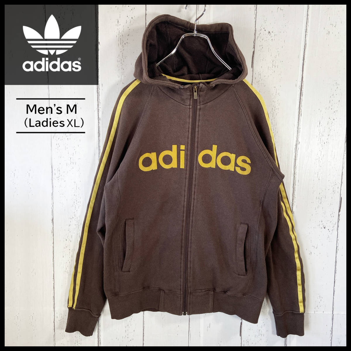 【USED】アディダス adidas トラックジャケット ジャージ ビッグロゴ 90s 00s Y2K 古着 Mサイズ ブラウン ☆送料無料☆_画像1