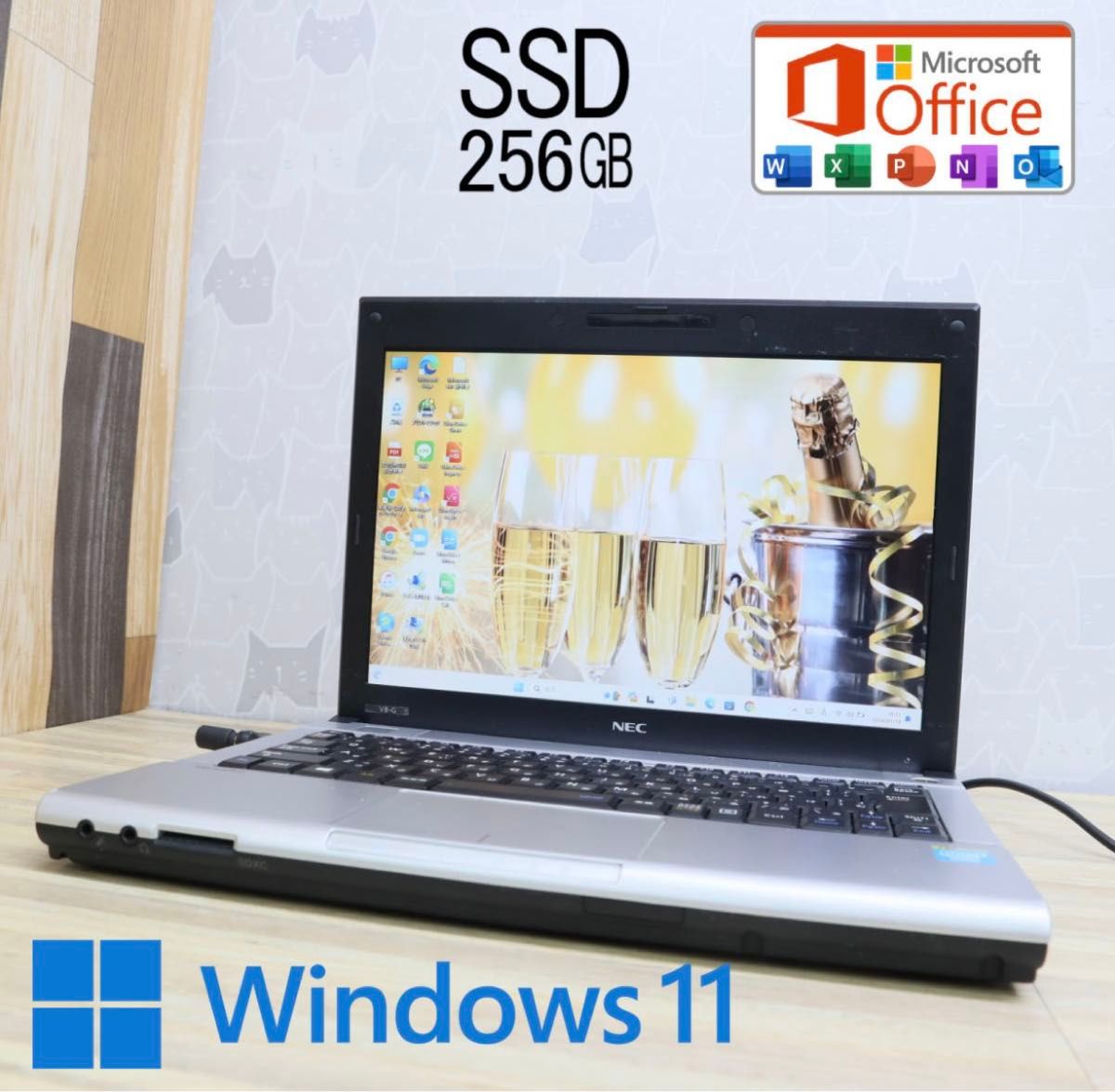 ★中古パソコンSSD256GB★VK15E Celeron 1007U Win11 Office 12.1インチノートPC75B