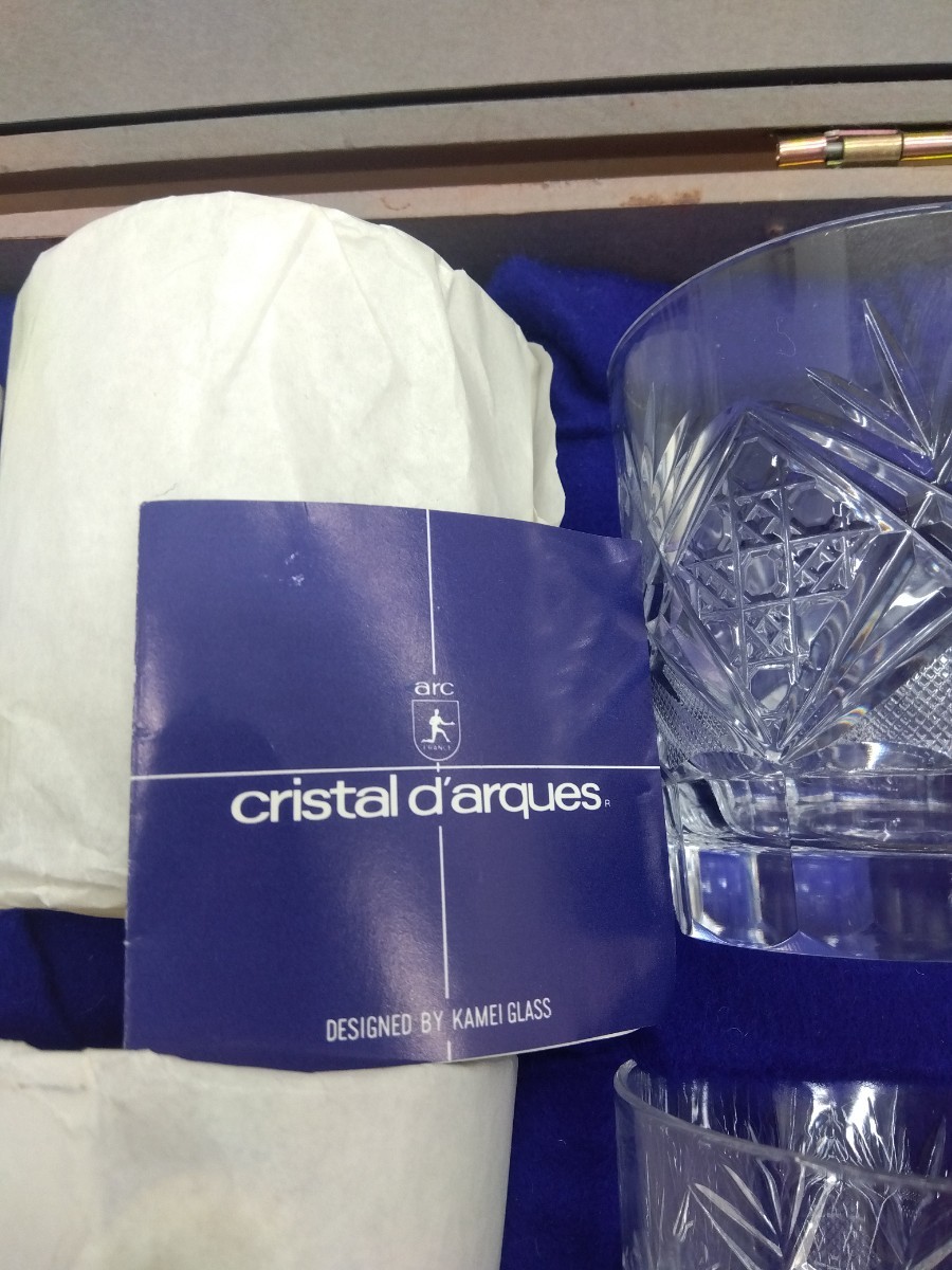 【c101】【未使用】 Cristal D'Arques/クリスタルダルク ロックグラス（直径約7.5cm×高さ約8cm） 6客セット切子 KAMEI GLASS_画像2