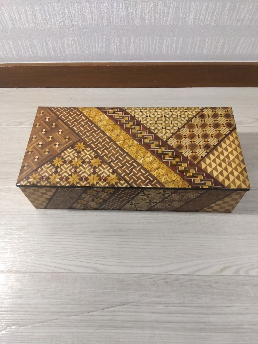 【A912】 寄木細工 宝石箱 ジュエリーボックス 30cm×14cm×8cm 木工芸品 伝統工芸品 寄木 小箱 小物入れ アクセサリーケース_画像1