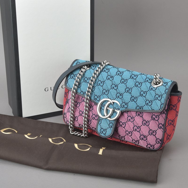 新品同様 GUCCI グッチ GGマーモント チェーン ショルダーバッグ キャンバス レザー マルチカラー 443497 斜め掛け 肩掛け 鞄 Maa.d/a.f.a_画像1