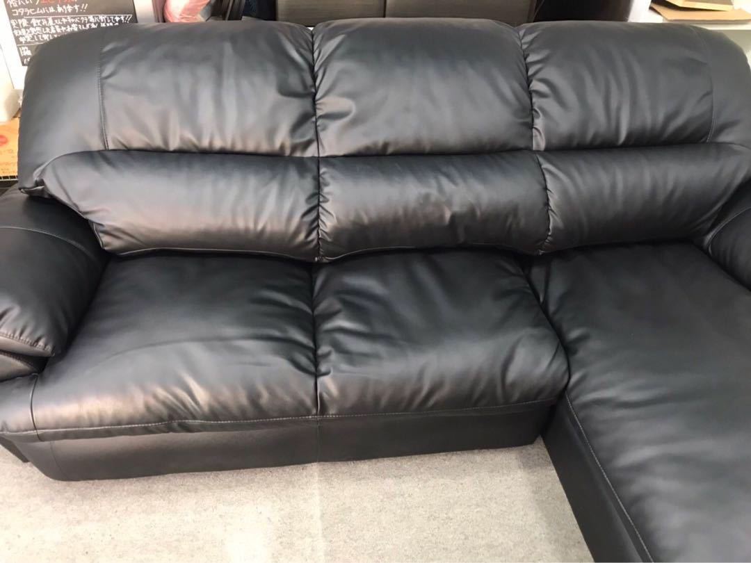 nitoli couch sofa 3 person black imitation leather excellent level 