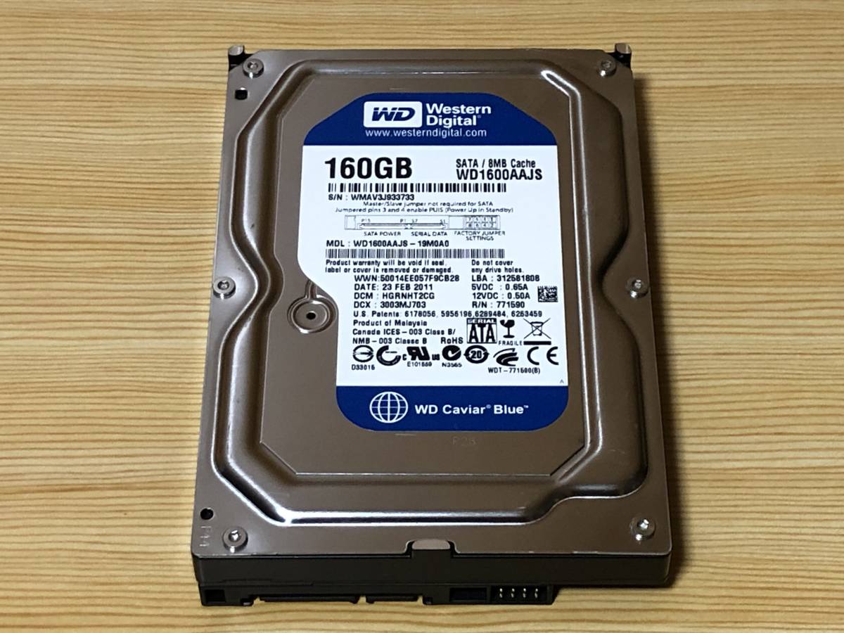 正常 57回 2154時間 Western Digital ウエスタンデジタル ハードディスク WD1600AAJS 160(80GB)GB HDD 3.5インチ パソコン部品 PCパーツ_出品物全て