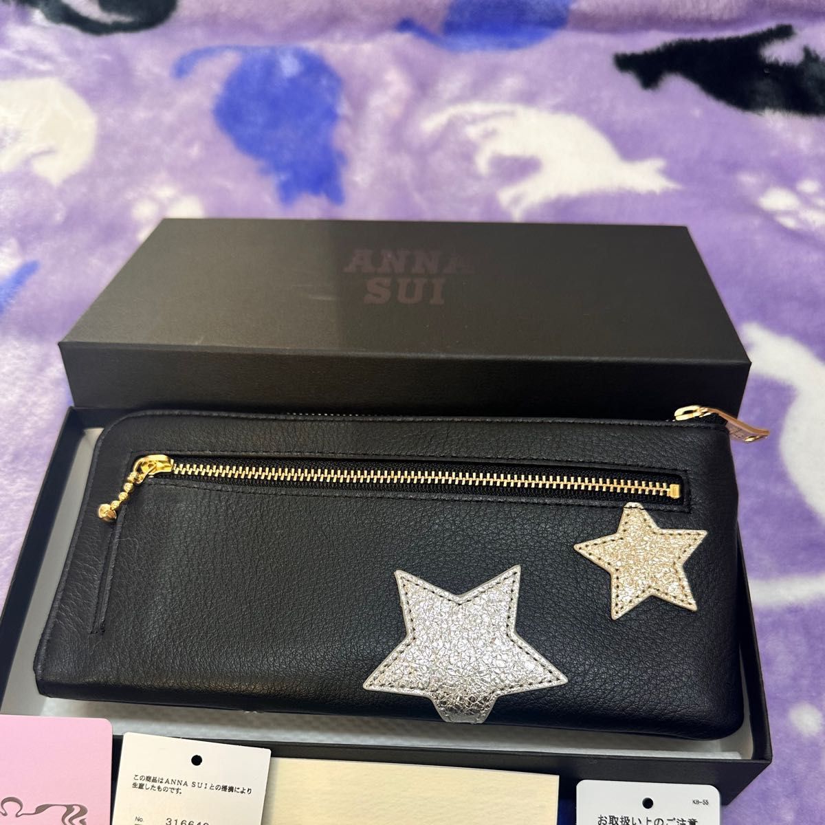 幸運財布★黒ANNA SUI 新品アナスイ薄マチ長財布