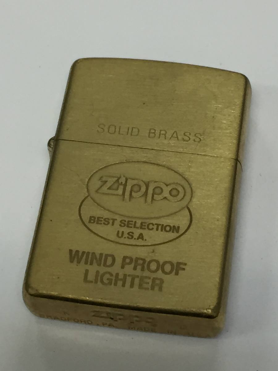 1円～！ZIPPO ジッポ ライター ロゴ SOLID BRASS ソリッドブラス ゴールド 1993年 オイルライター 喫煙具 着火確認済み_画像3