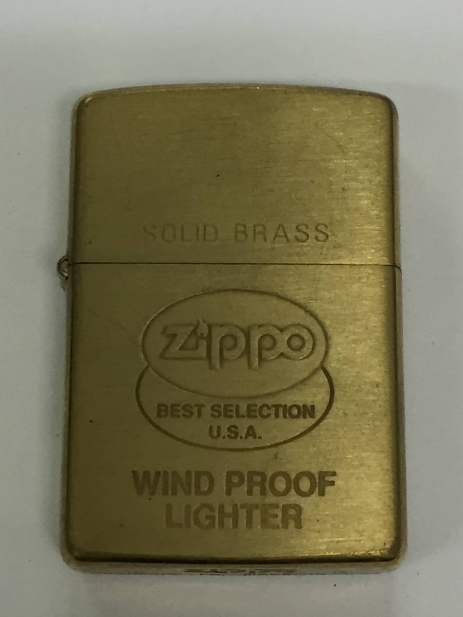 1円～！ZIPPO ジッポ ライター ロゴ SOLID BRASS ソリッドブラス ゴールド 1993年 オイルライター 喫煙具 着火確認済み_画像2