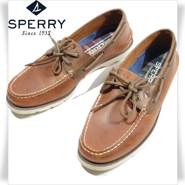 未使用1円～★SPERRY TOPSIDER スペリートップサイダー メンズ 本革レザー デッキシューズ 26.5cm ブラウン ◆3204◆_画像1