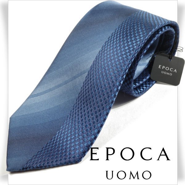 新品1円～★定価1.4万 エポカ ウォモ EPOCA UOMO 日本製 シルク絹100% ネクタイ 織柄 ネイビー 正規店本物 ◆4947◆_画像1