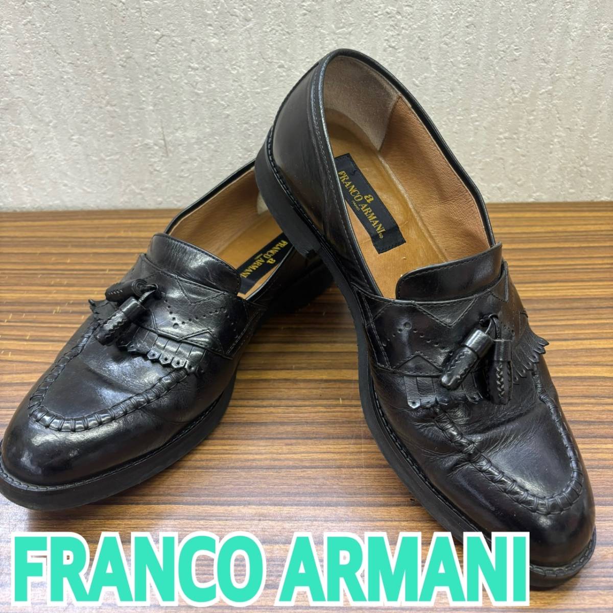 靴 ◇ FRANCO ARMANI ◇ ビジネスシューズ 25.5cm BLACK 黒 靴 ◇ FRANCO ARMANI ◇ ビジネスシューズ 25.5cm BLACK 黒