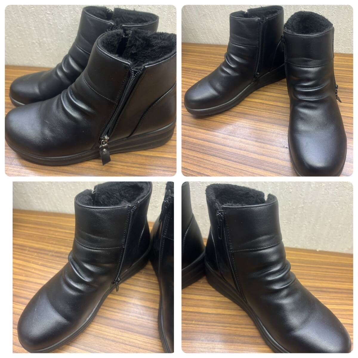 美品 靴 ◆ スノー ショートブーツ Lサイズ ２４㎝ 黒 BLACK ◆ レディース 防寒シューズ_画像3