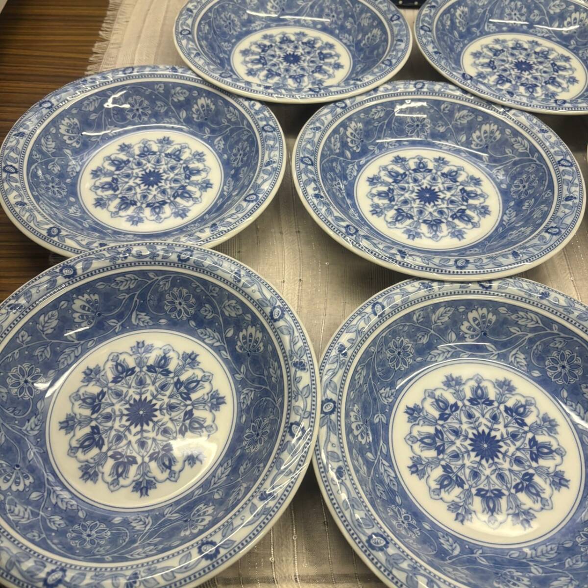 陶器 未使用 ◆ Blue Trevi ◆ カレー 皿 5枚入りｘ2箱 セット ◆ ブルー トレビ ◆ SANYO JAPAN 箱入り_画像3